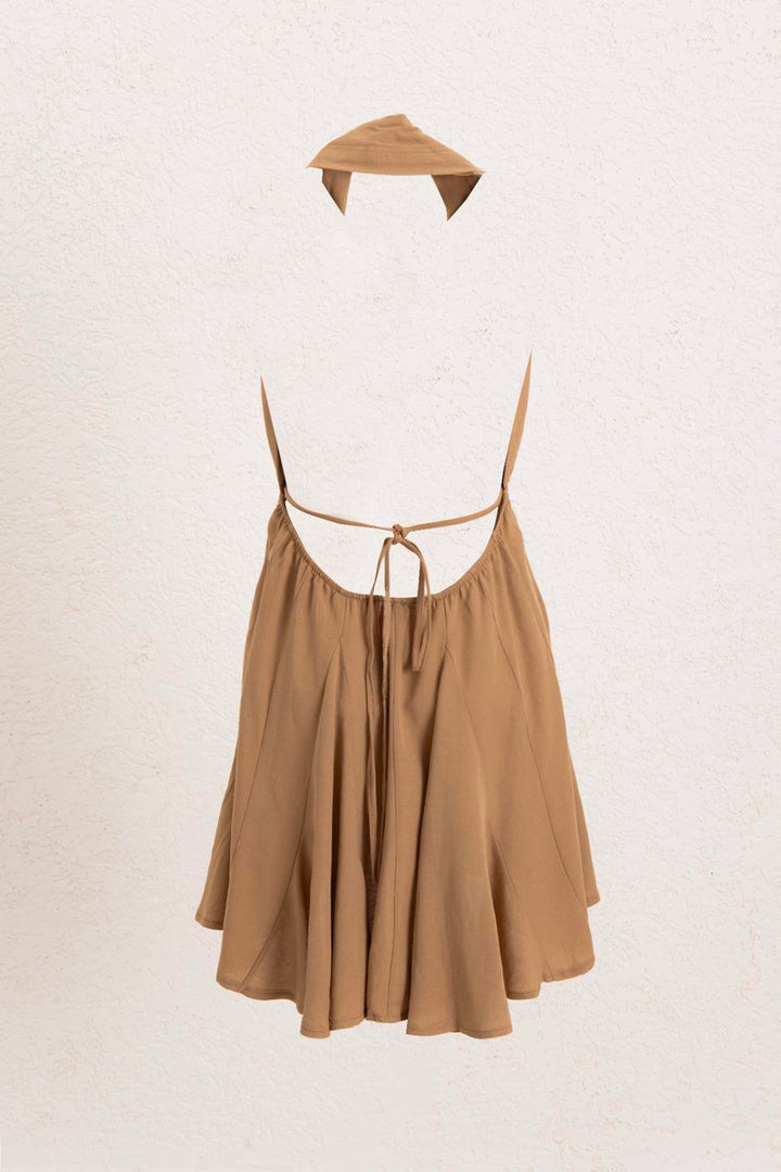BSL Women Flounce Skirt Detailed Linen Mini Dress - Virginia Beach
