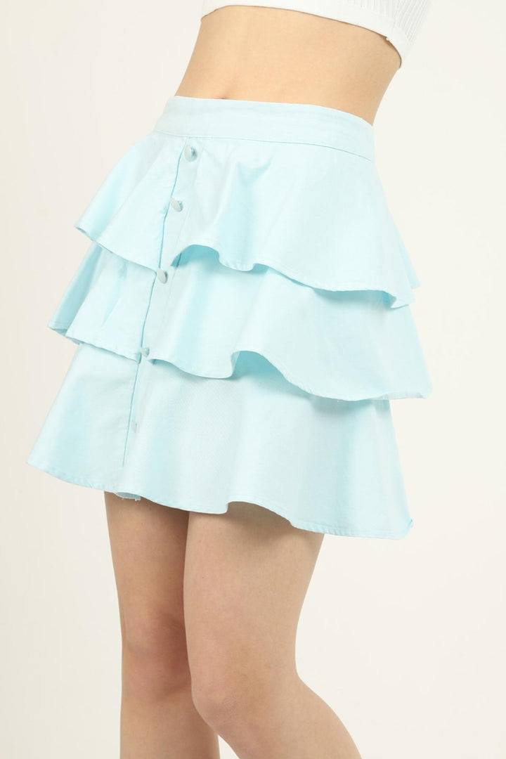 ELS Flounced Denim Skirt - Mint - Broomfield