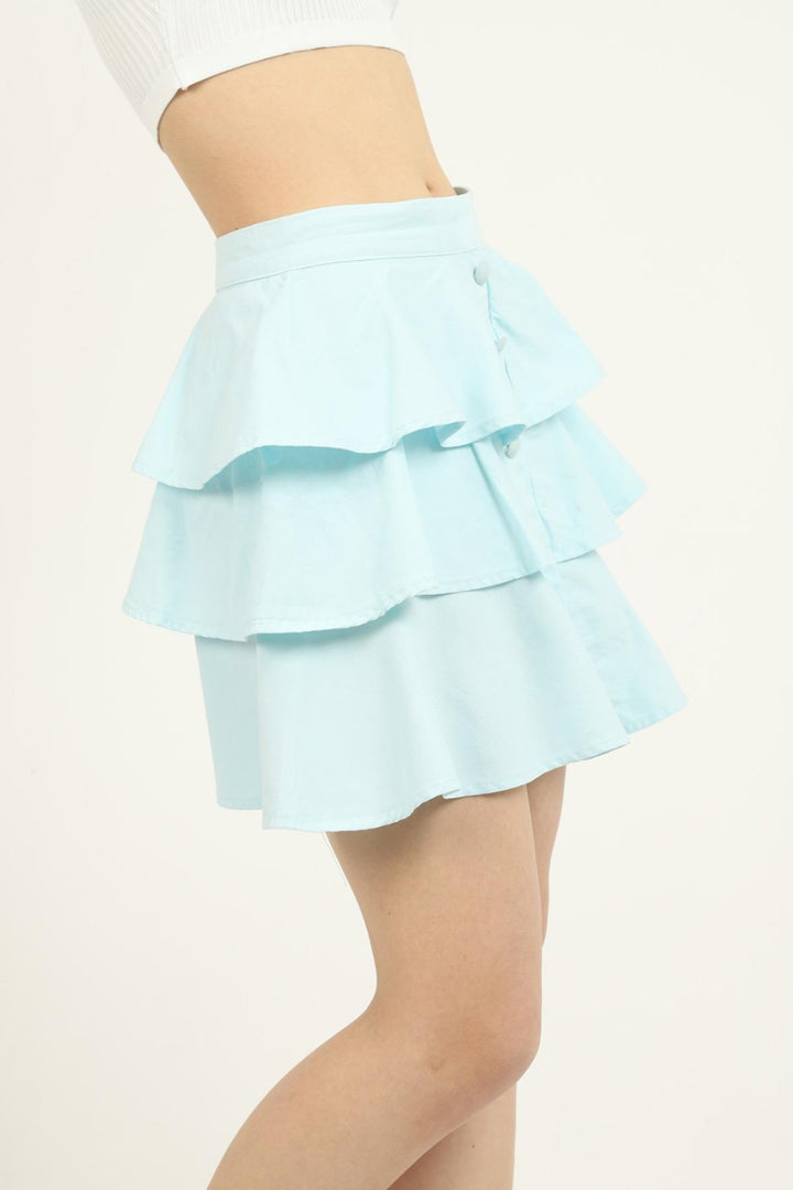 ELS Flounced Denim Skirt - Mint - Broomfield