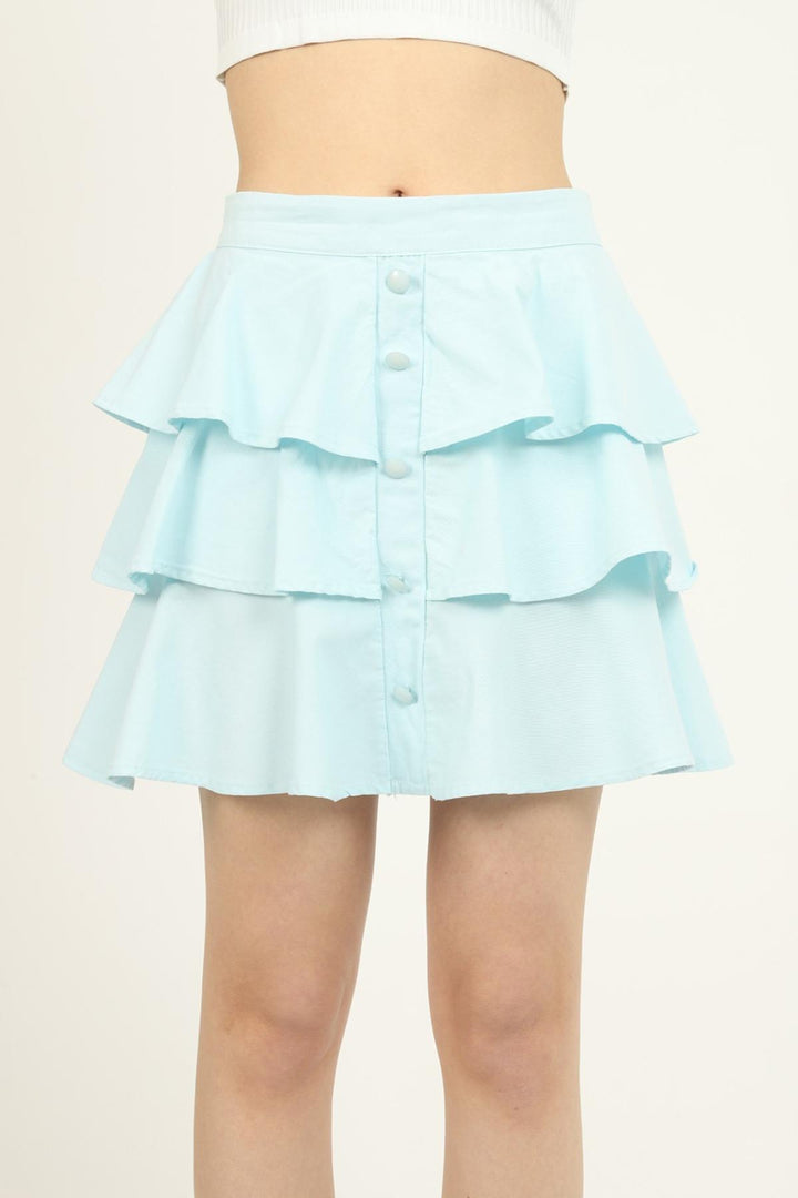 ELS Flounced Denim Skirt - Mint - Broomfield