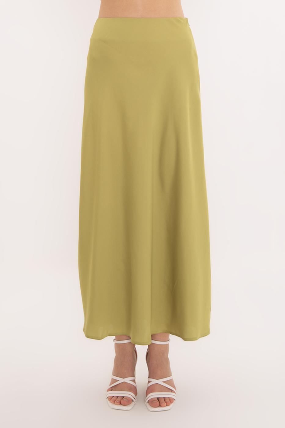 BSL Women Flounced Satin Midi Skirt - Tecámac