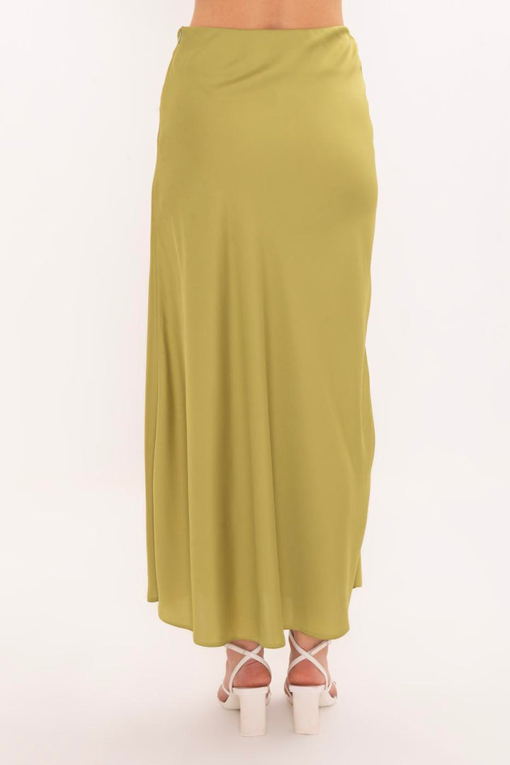 BSL Women Flounced Satin Midi Skirt - Tecámac