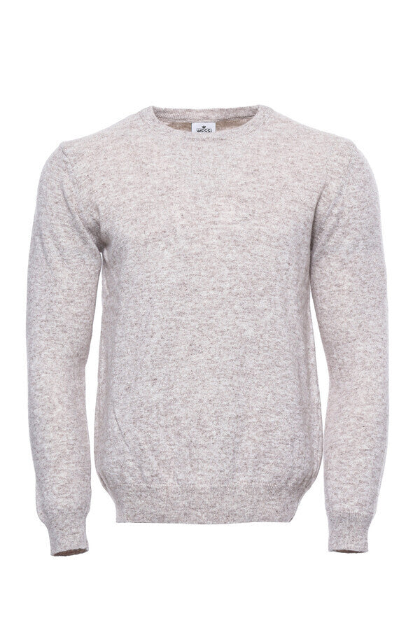 WSS Wool Plain Beige Knitwear Men's Sweater  - Tigard