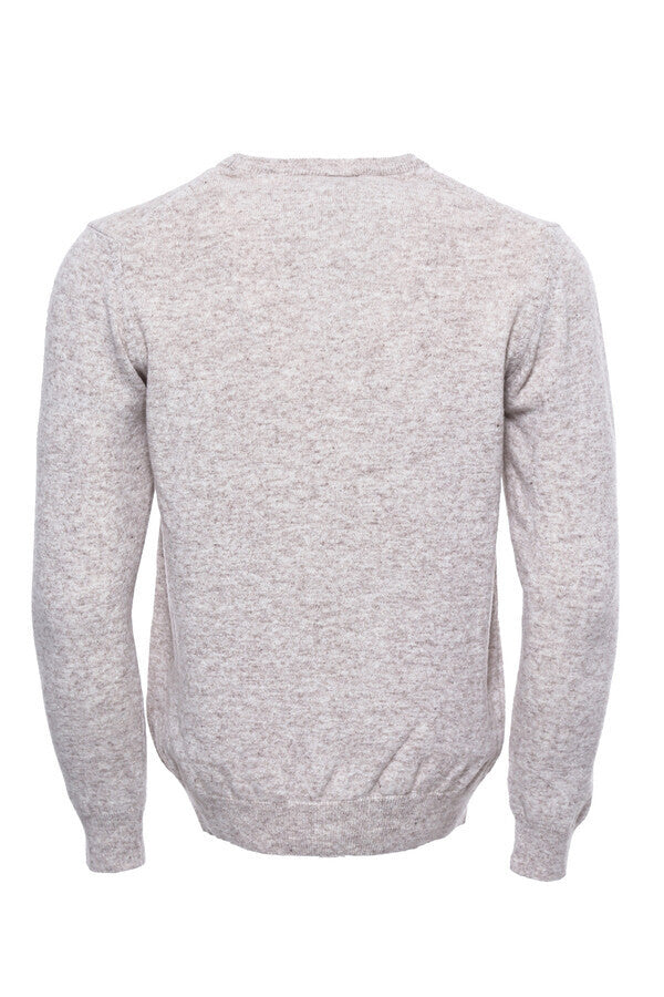 WSS Wool Plain Beige Knitwear Men's Sweater  - Tigard