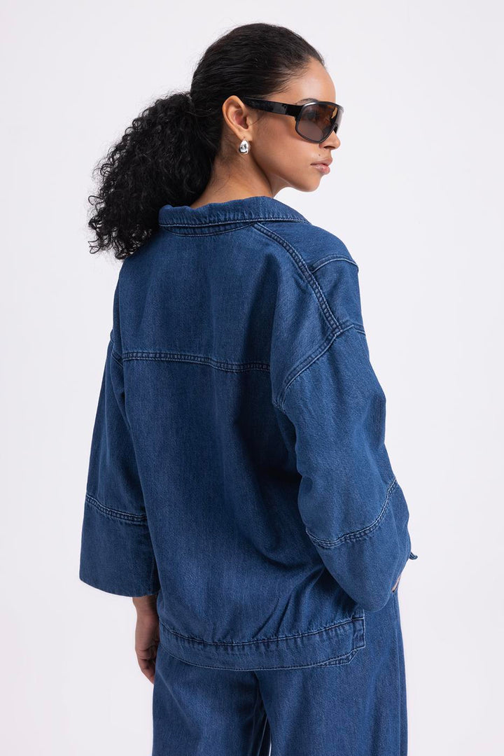 BSL Women Collar Detailed Denim Blouse - Weimar