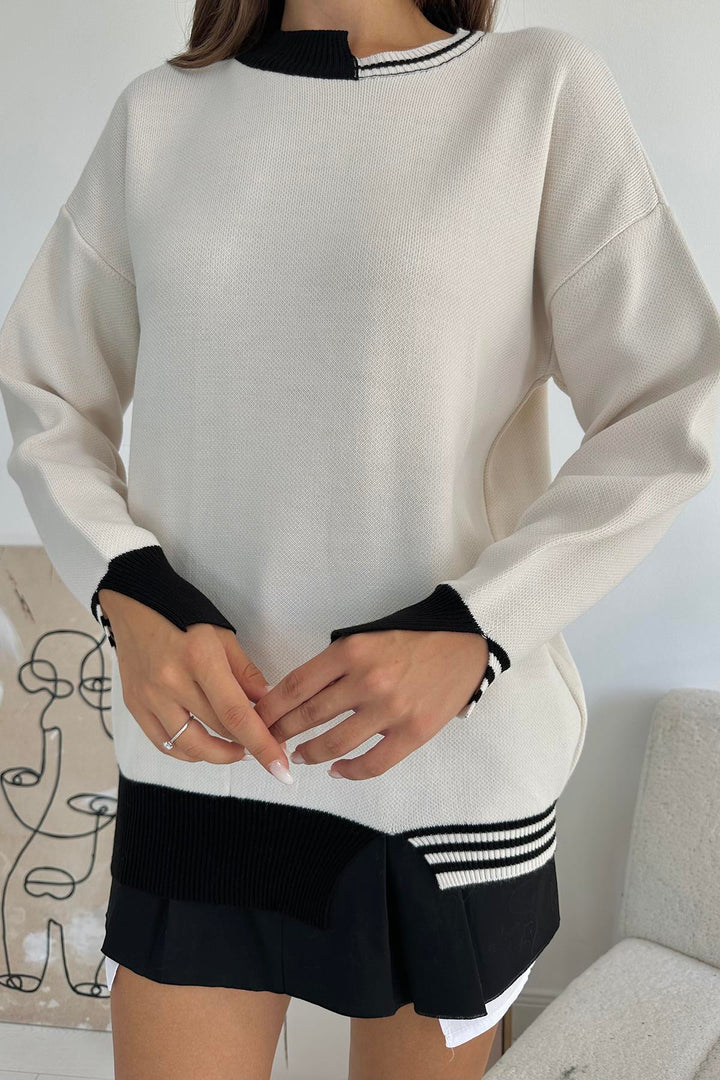 ELS Neck and Cuff Trimmed Knit Sweater - Black - Barnstable