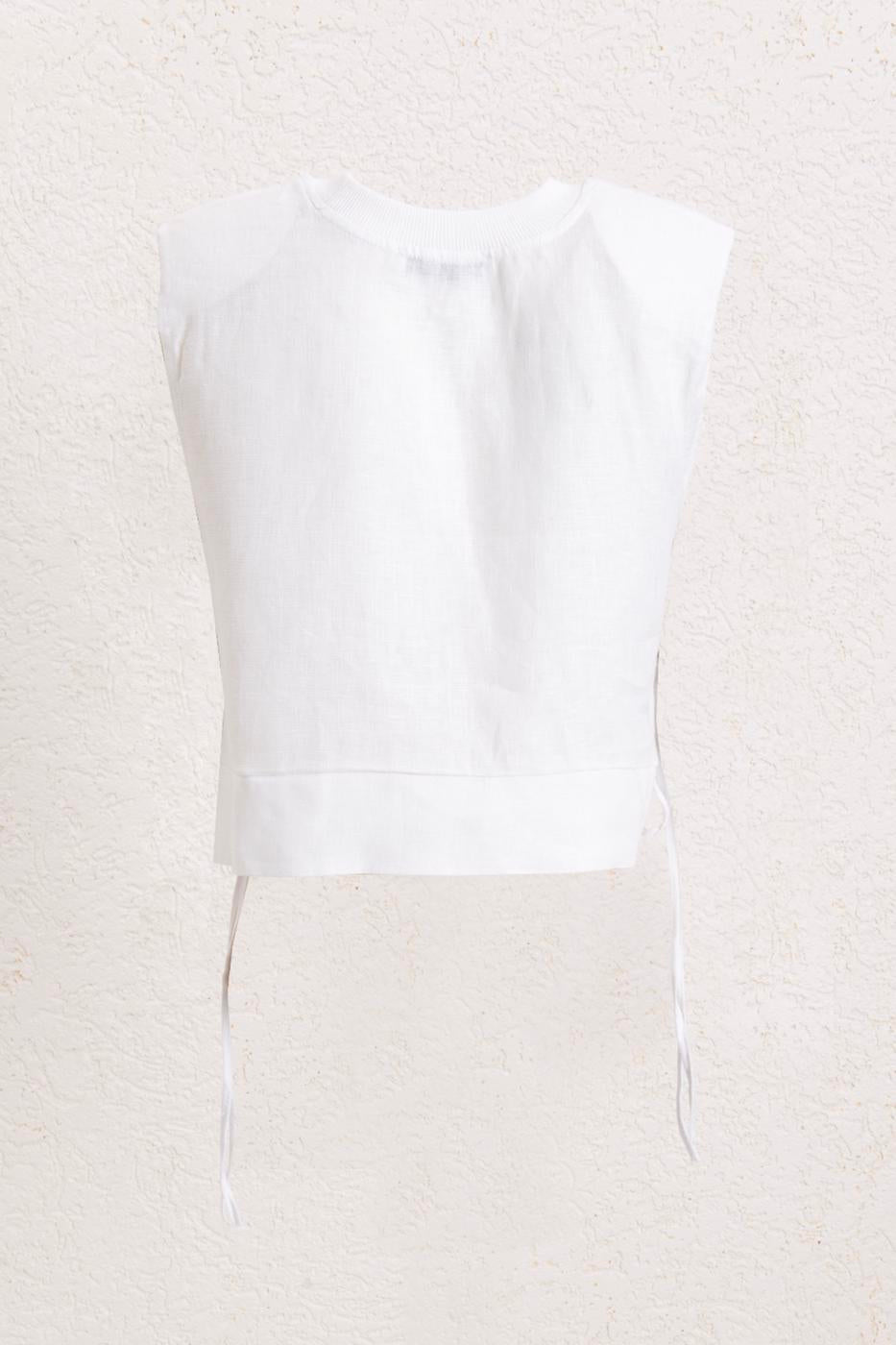 BSL Women Side Tie Crop Linen Blouse - Ciudad Santa Catarina