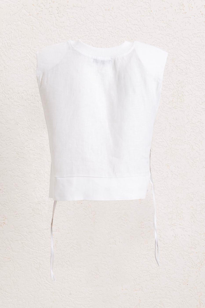 BSL Women Side Tie Crop Linen Blouse - Ciudad Santa Catarina