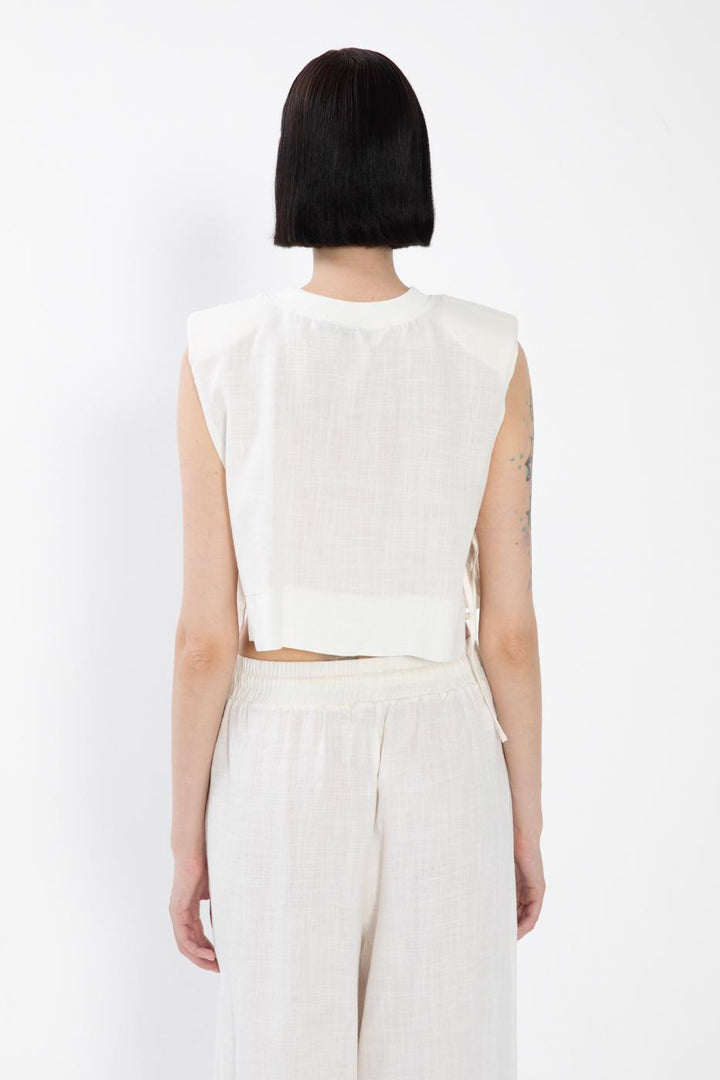 BSL Women Side Tie Crop Linen Blouse - Ciudad Santa Catarina