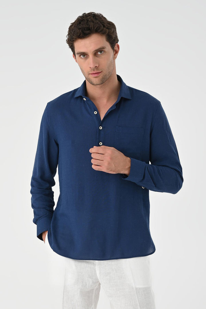 ANT Half Pat Button Closure Long Sleeve Men's Shirt - The Acreage