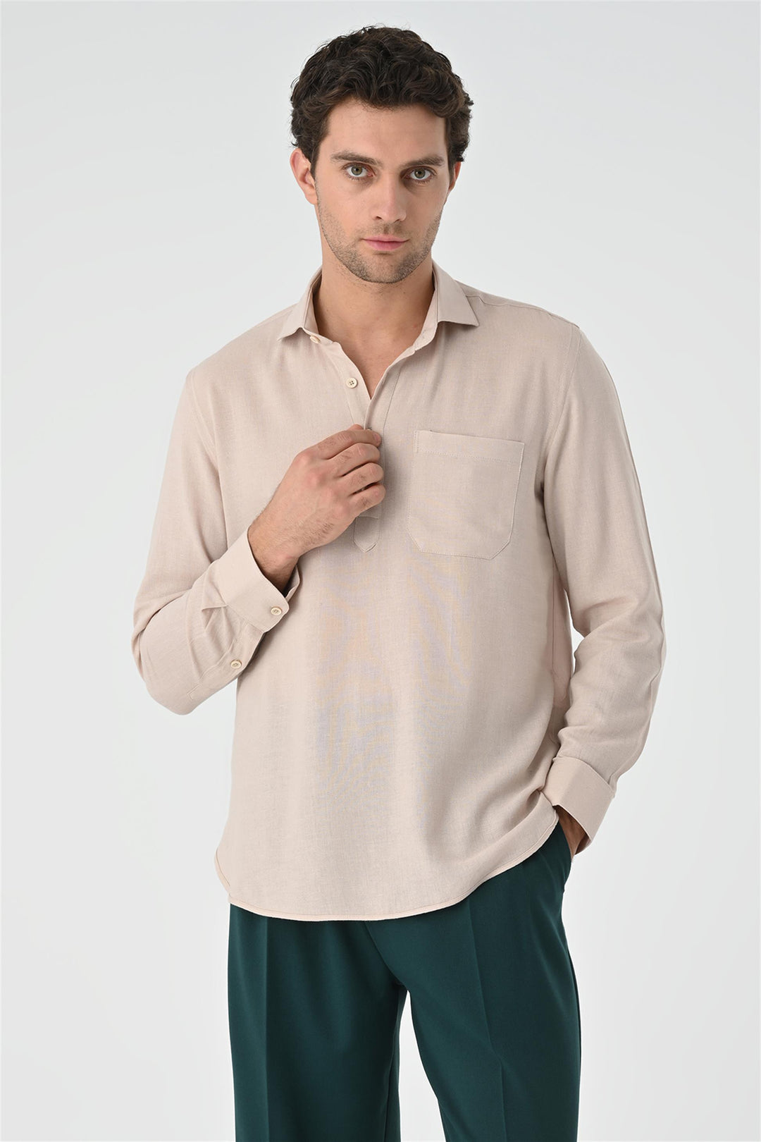 ANT Half Pat Button Closure Long Sleeve Men's Shirt - Boise