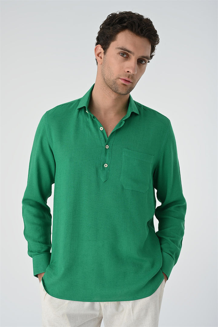 ANT Half Pat Button Closure Long Sleeve Men's Shirt - Kiel