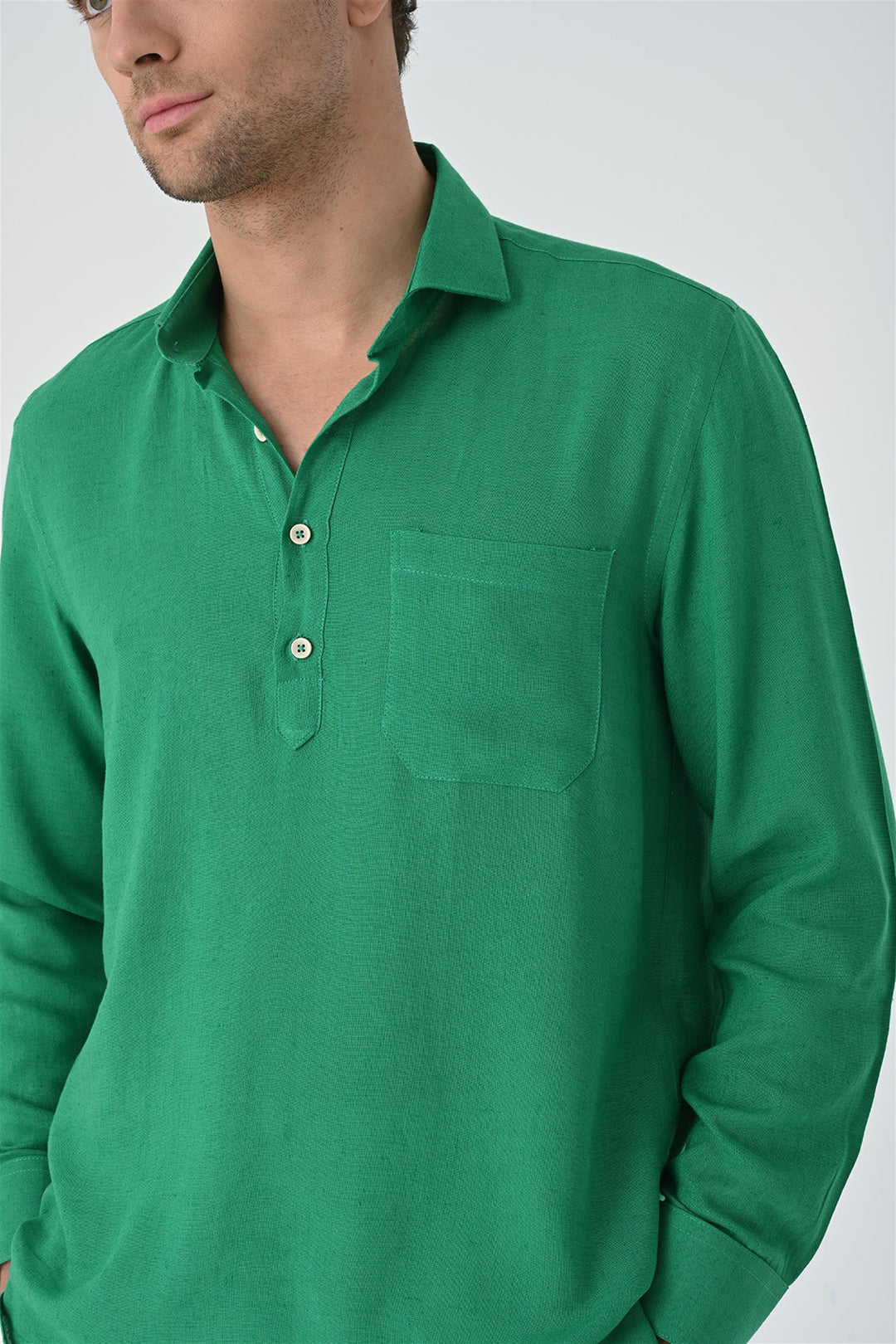 ANT Half Pat Button Closure Long Sleeve Men's Shirt - Kiel