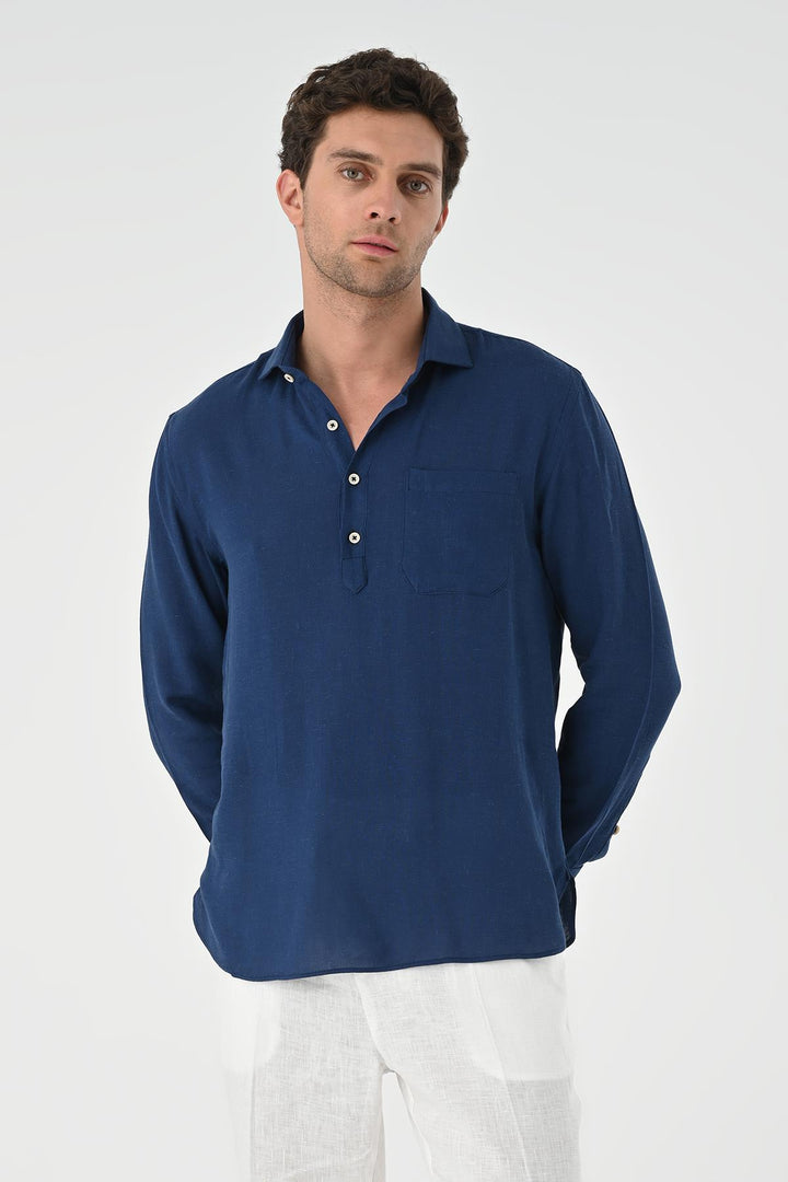 ANT Half Pat Button Closure Long Sleeve Men's Shirt - The Acreage