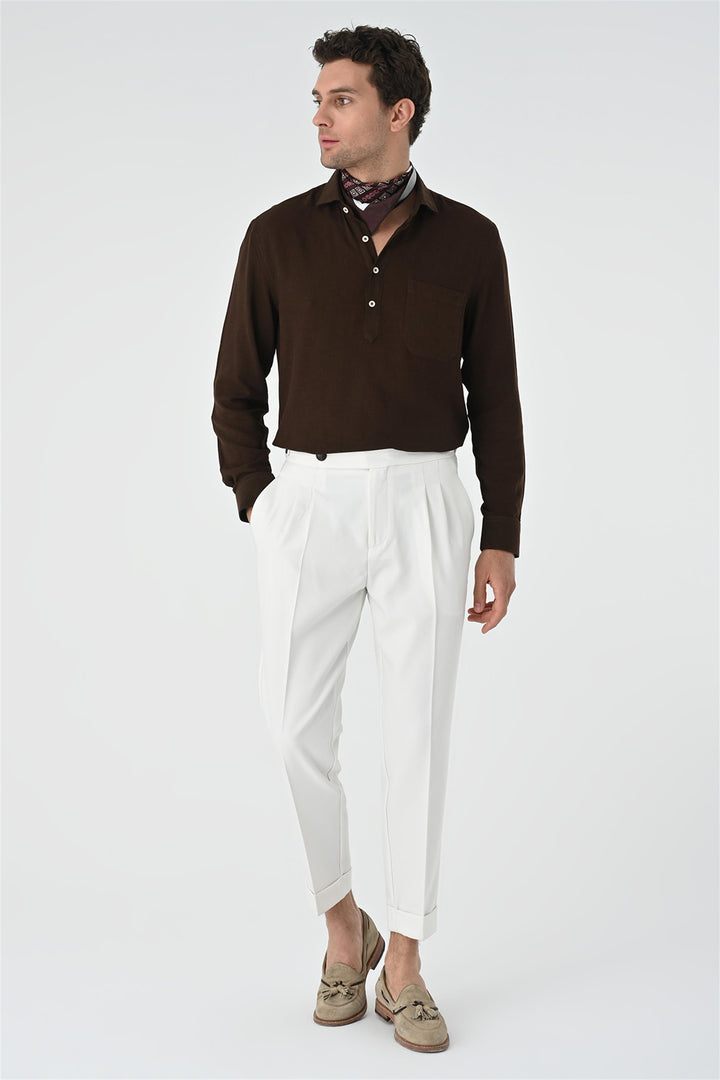 ANT Half Pat Button Closure Long Sleeve Men's Shirt - Mahilyow