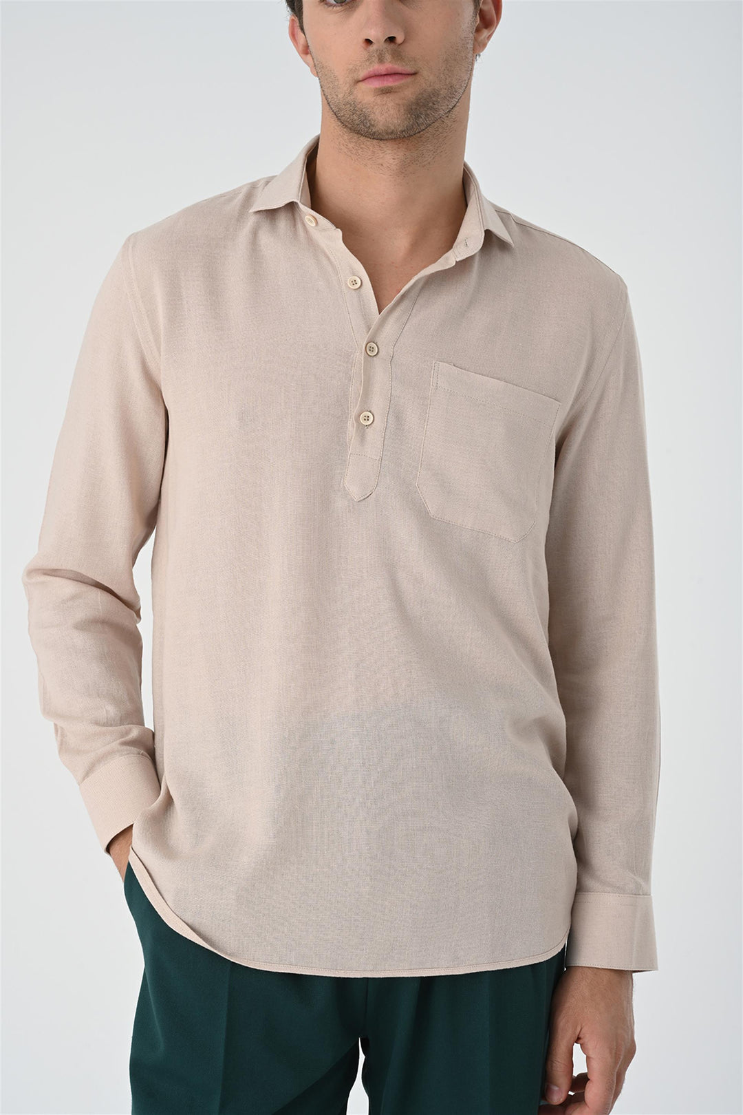 ANT Half Pat Button Closure Long Sleeve Men's Shirt - Boise