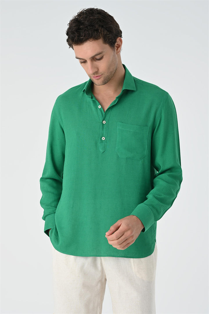 ANT Half Pat Button Closure Long Sleeve Men's Shirt - Kiel
