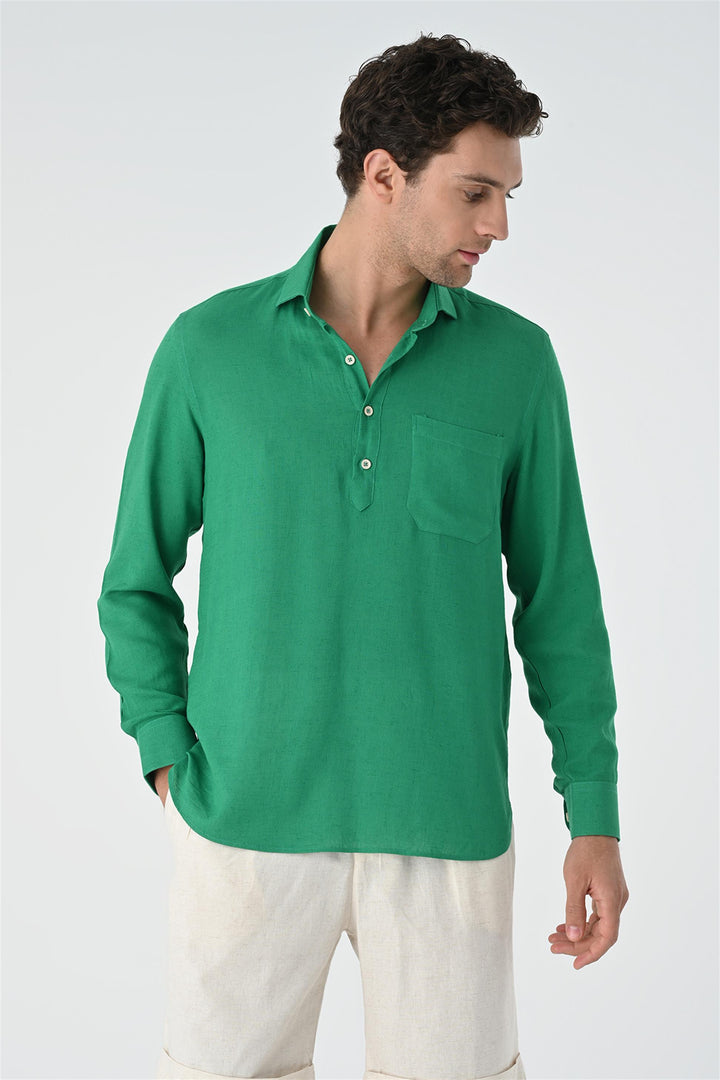 ANT Half Pat Button Closure Long Sleeve Men's Shirt - Kiel