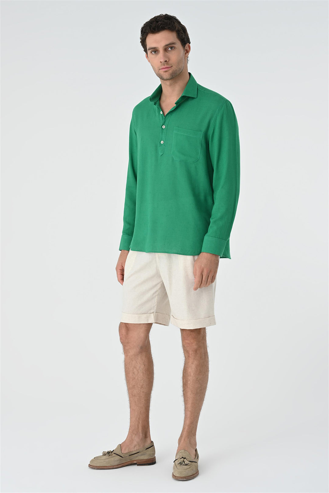 ANT Half Pat Button Closure Long Sleeve Men's Shirt - Kiel