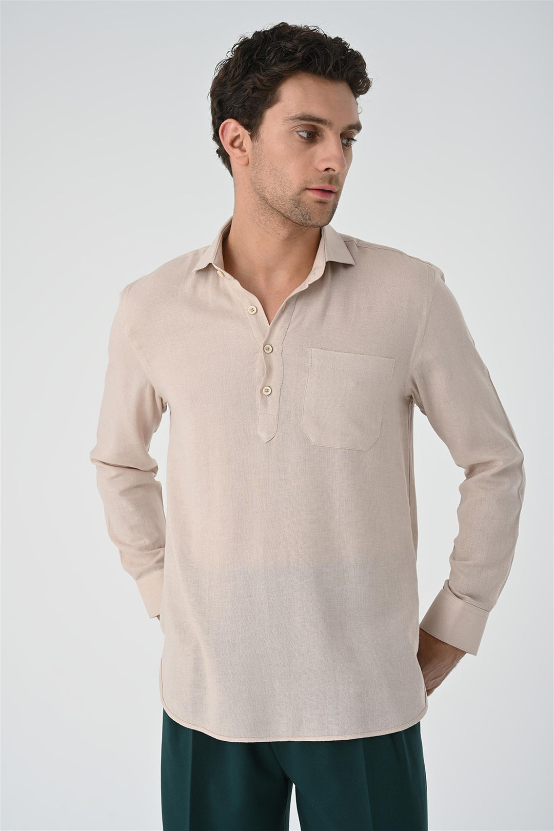 ANT Half Pat Button Closure Long Sleeve Men's Shirt - Boise