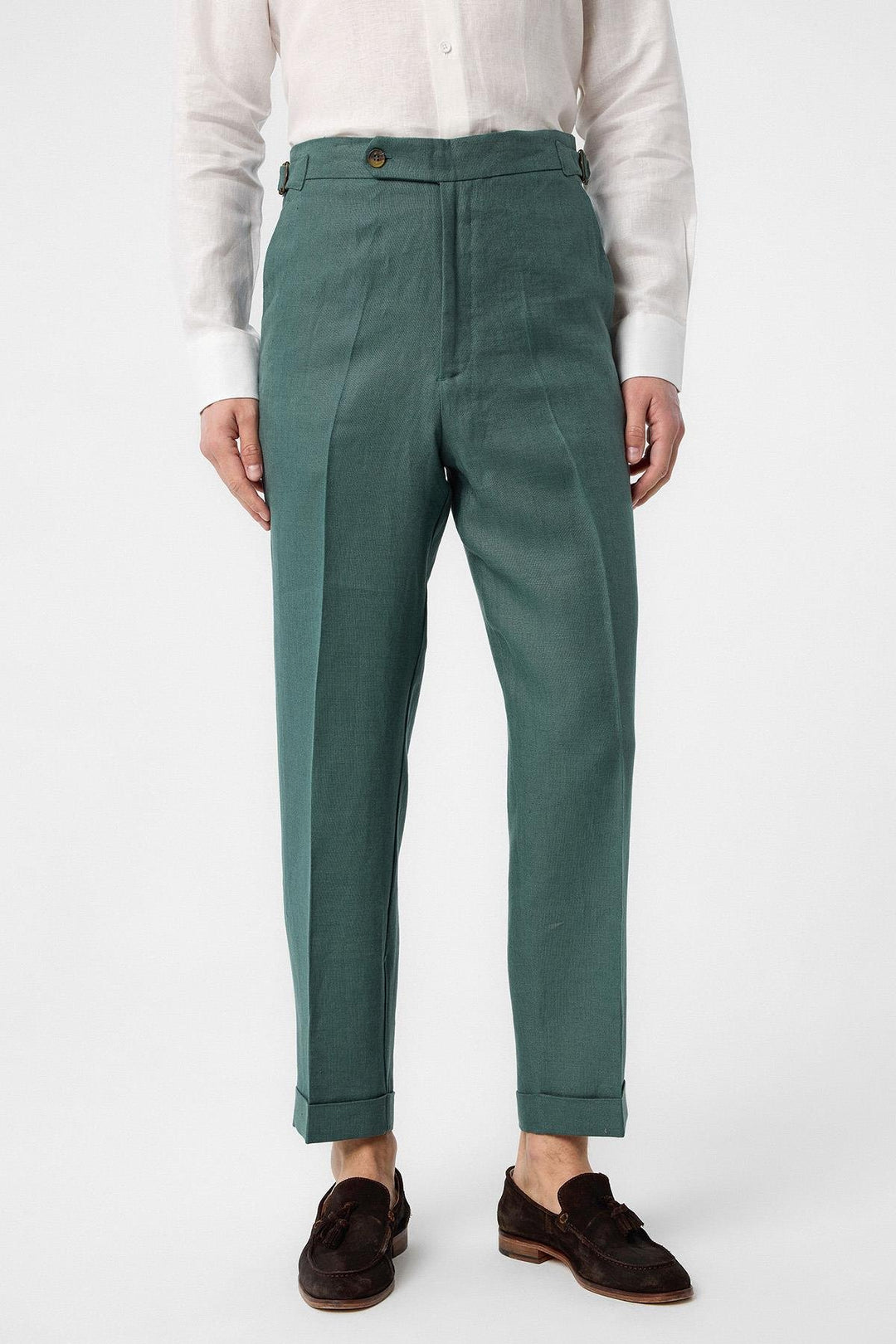 ANT Antioch Green 100% Linen Italian Cut Men's Pants - Cerveteri