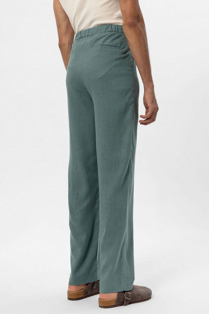 ANT Men's Linen Blend Baggy Pants with Waist Ties - Teaneck