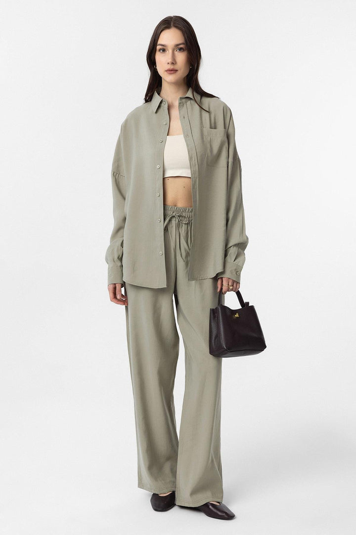 ANT Antioch Green Modal Women's Shirt Pants Suit - El Puerto de Santa María