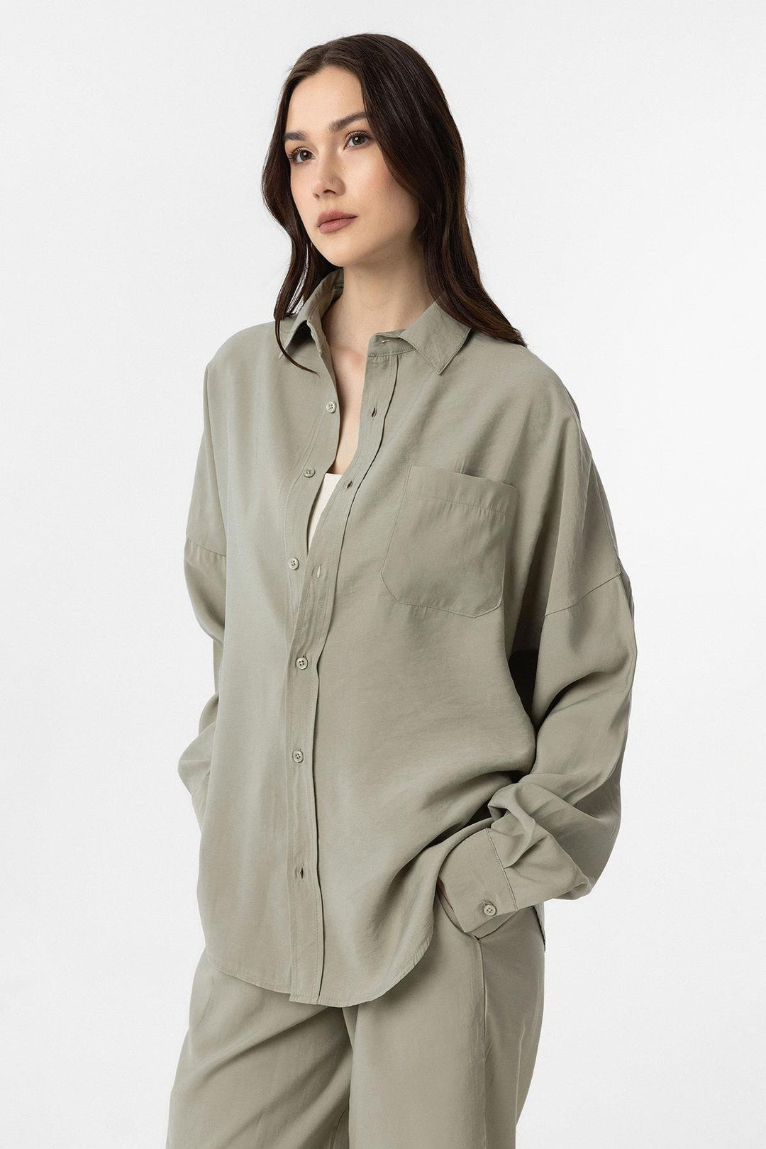ANT Antioch Green Modal Women's Shirt Pants Suit - El Puerto de Santa María