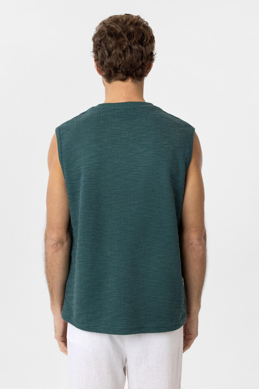 ANT Antioch Green Regular Fit Textured Men's Sleeveless T-Shirt - Bristol