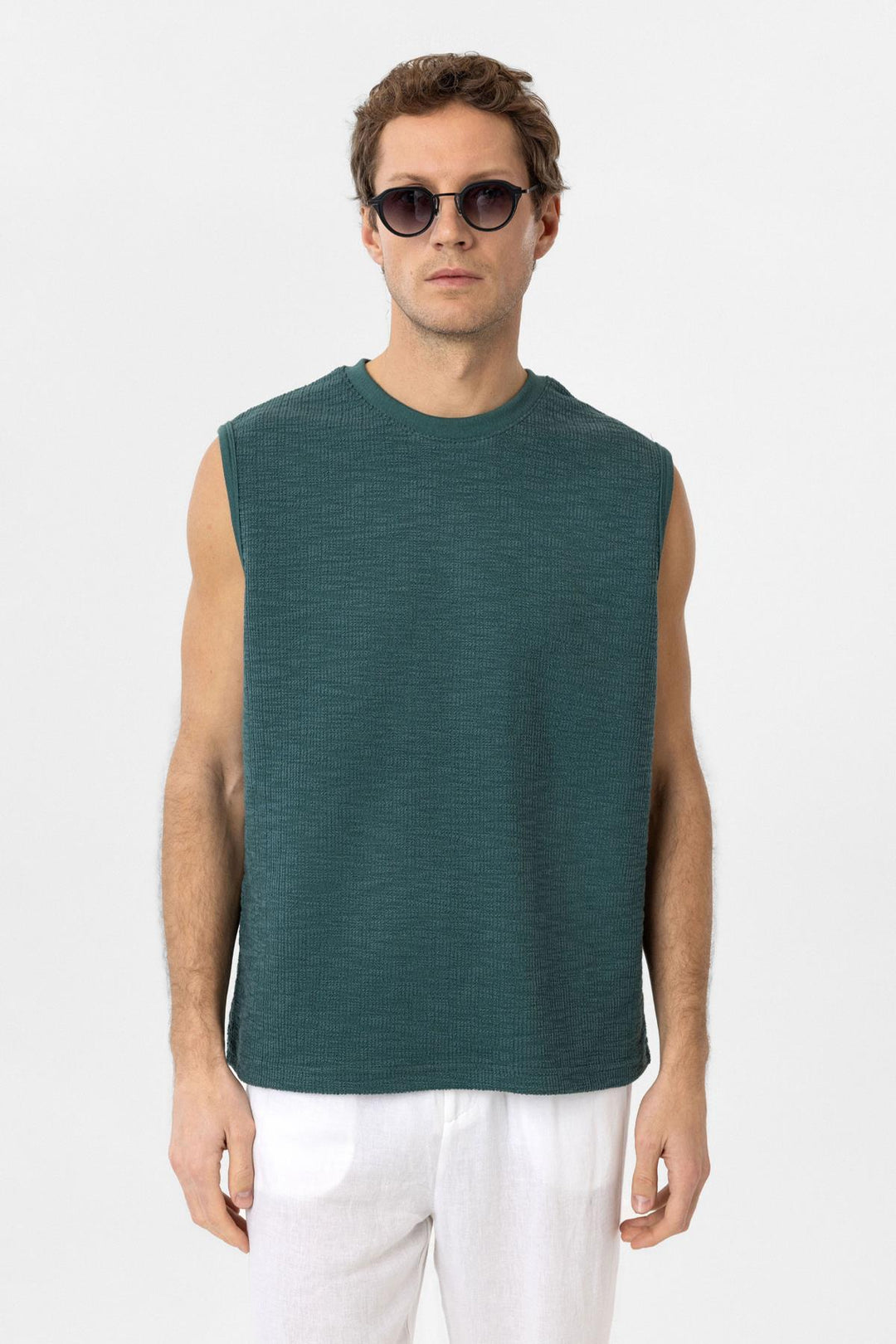 ANT Antioch Green Regular Fit Textured Men's Sleeveless T-Shirt - Bristol