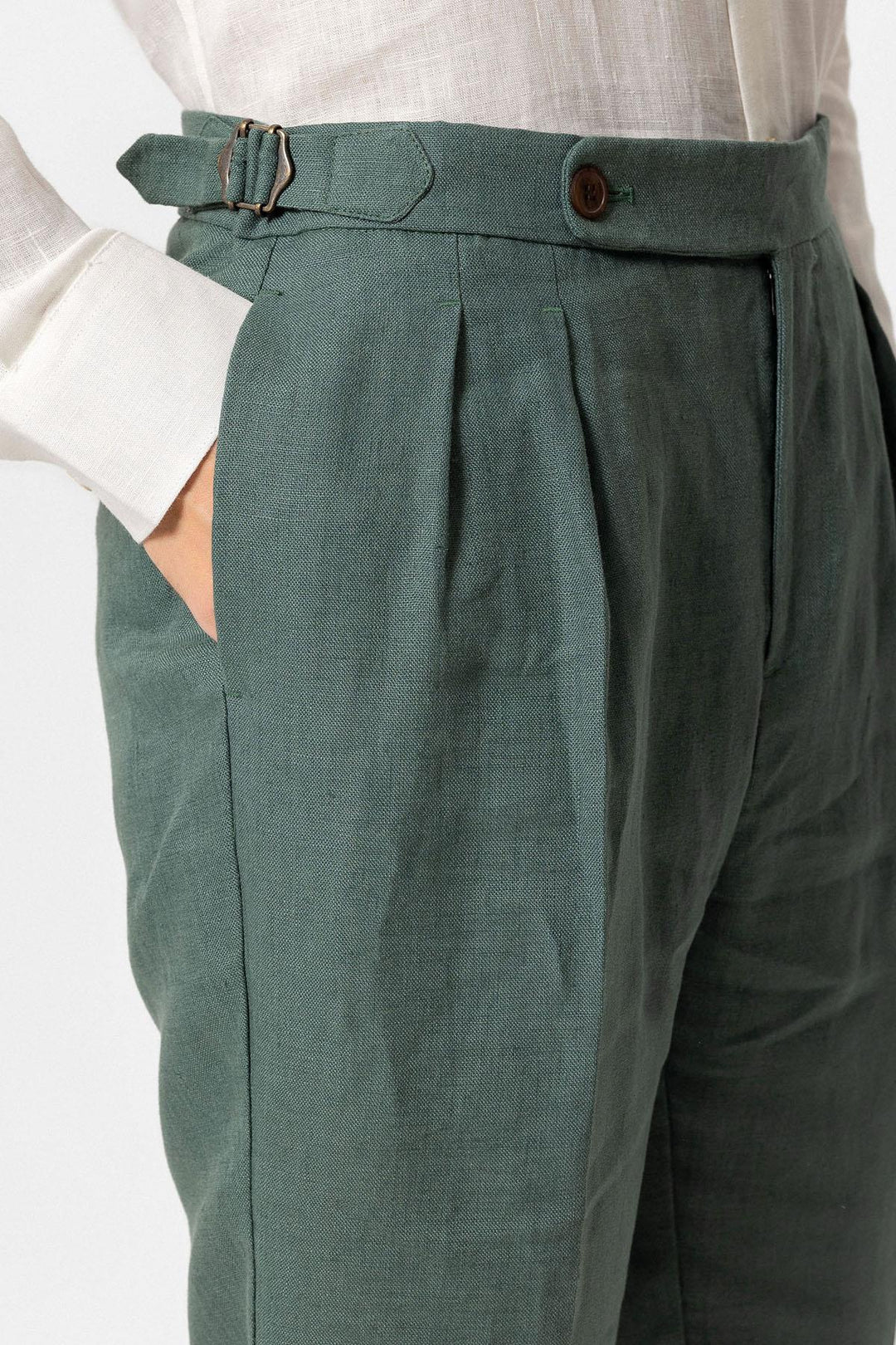 ANT High Waist 100% Linen Pleated Men's Pants - Bocholt
