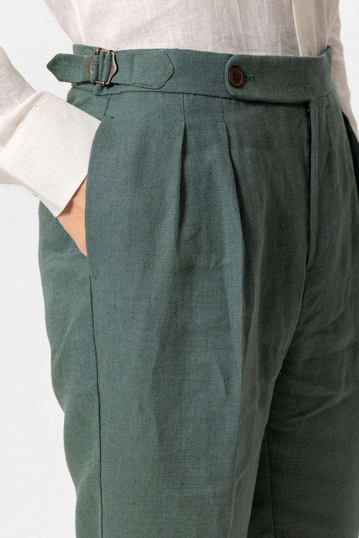 ANT High Waist 100% Linen Pleated Men's Pants - Bocholt