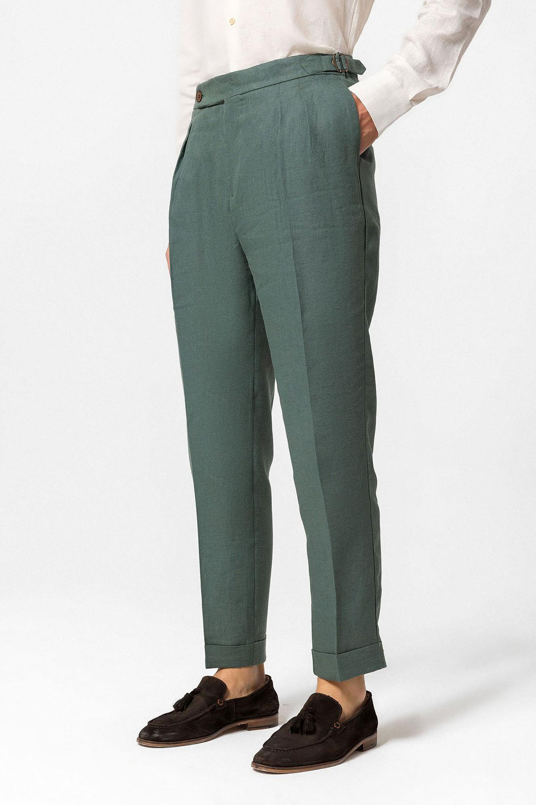 ANT High Waist 100% Linen Pleated Men's Pants - Bocholt