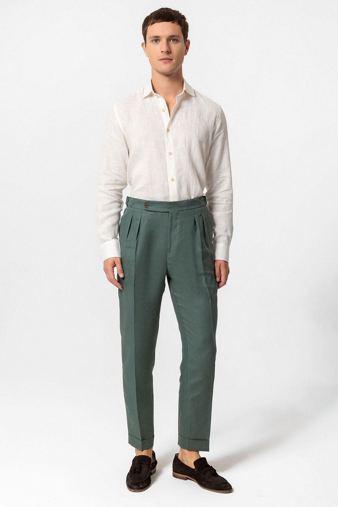 ANT High Waist 100% Linen Pleated Men's Pants - Bocholt