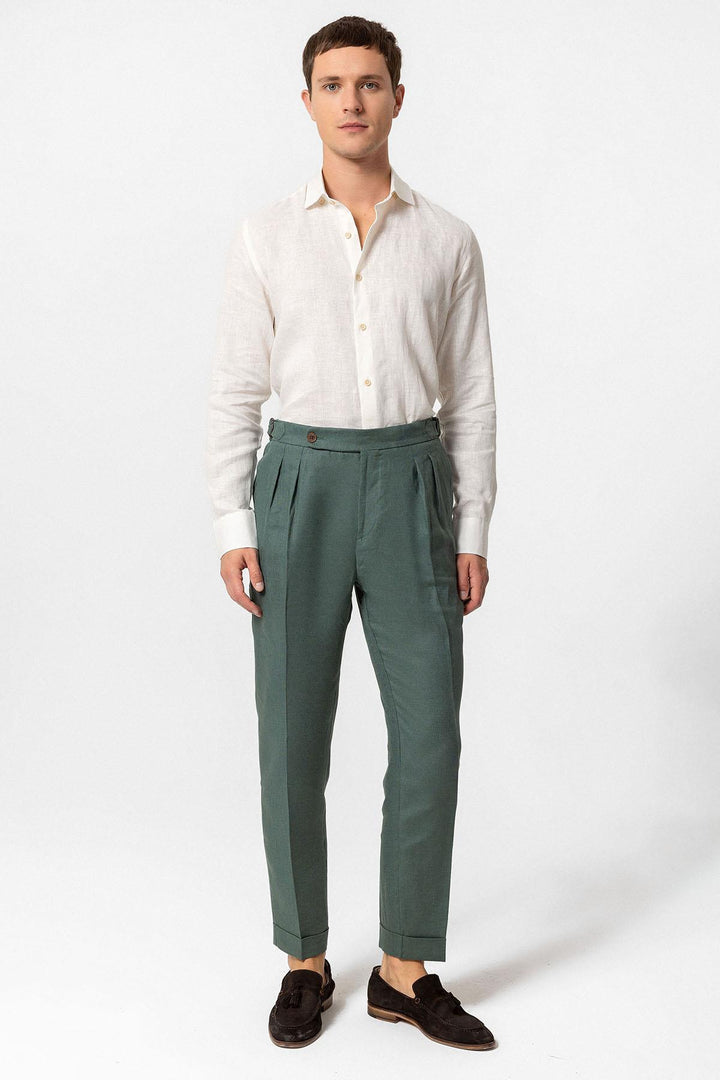 ANT High Waist 100% Linen Pleated Men's Pants - Bocholt