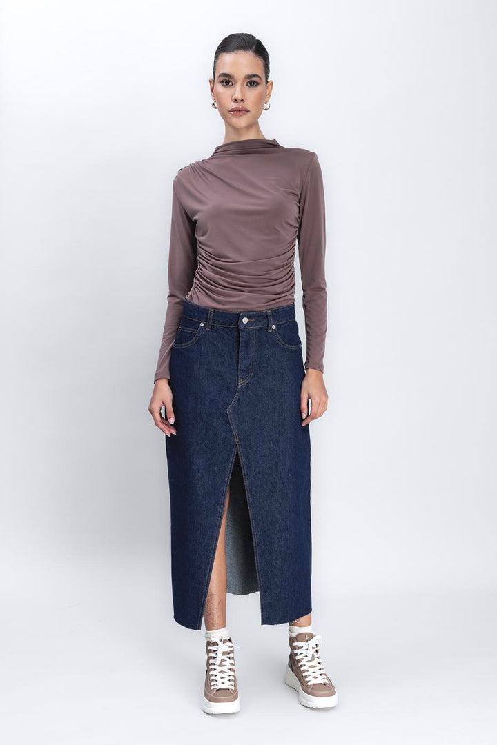 BSL Women Slit Detailed Denim Skirt - Fürstenfeldbruck