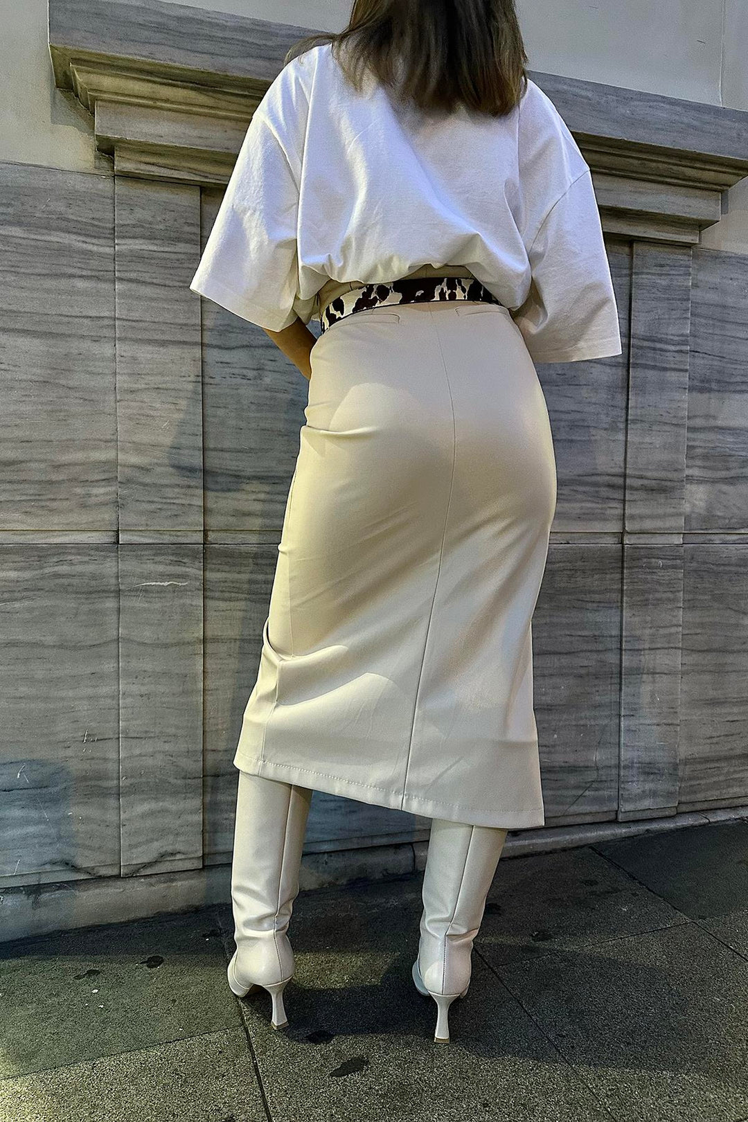 ELS Slit Decorated Flared Skirt - Bone - Shreveport