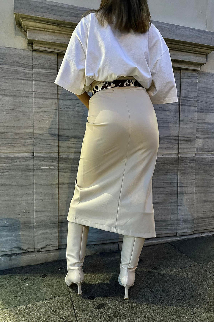 ELS Slit Decorated Flared Skirt - Bone - Shreveport