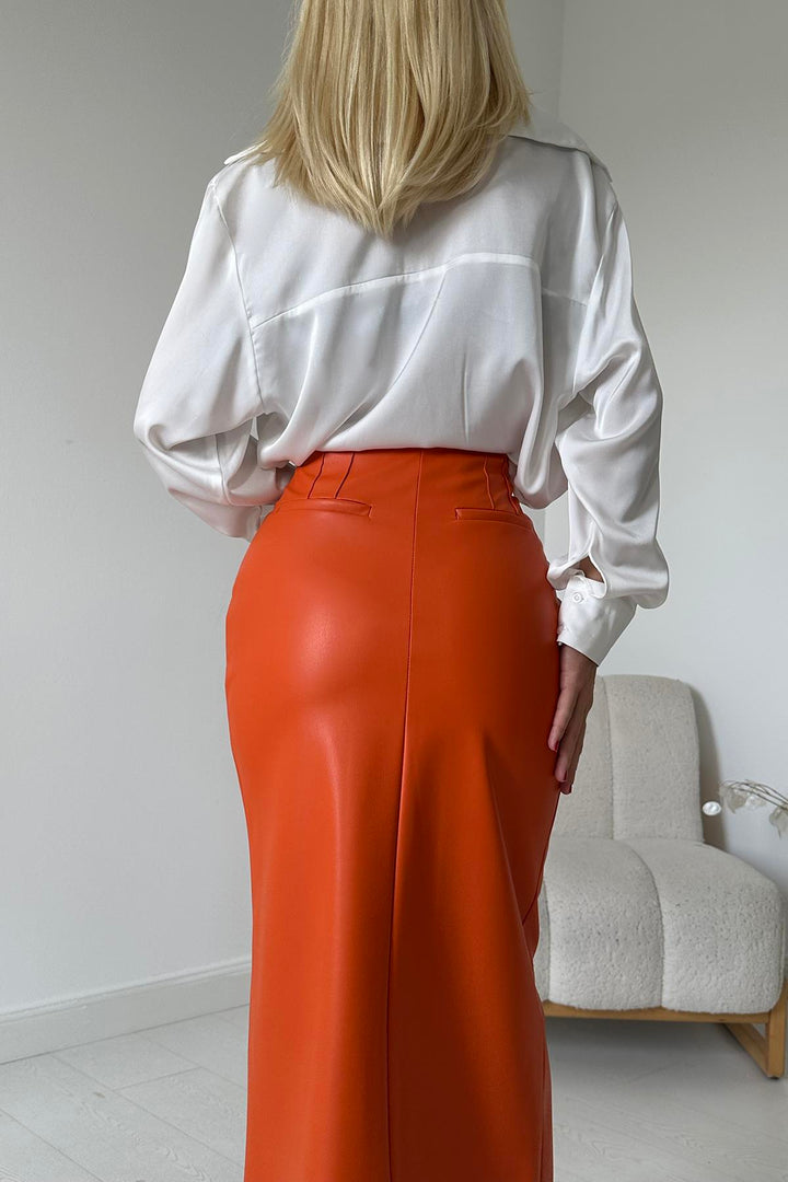 ELS Slit Decorated Flared Skirt - Orange - Cabo San Lucas
