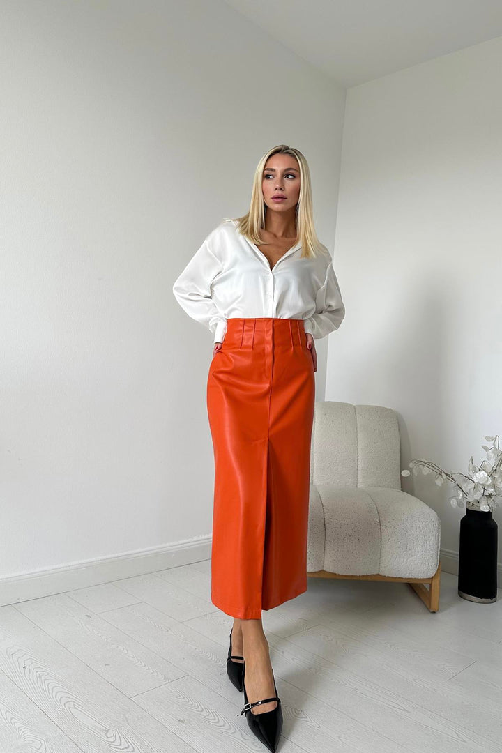ELS Slit Decorated Flared Skirt - Orange - Cabo San Lucas