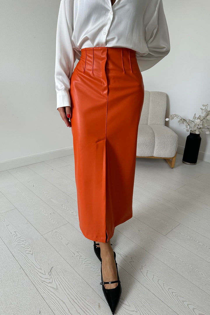 ELS Slit Decorated Flared Skirt - Orange - Cabo San Lucas