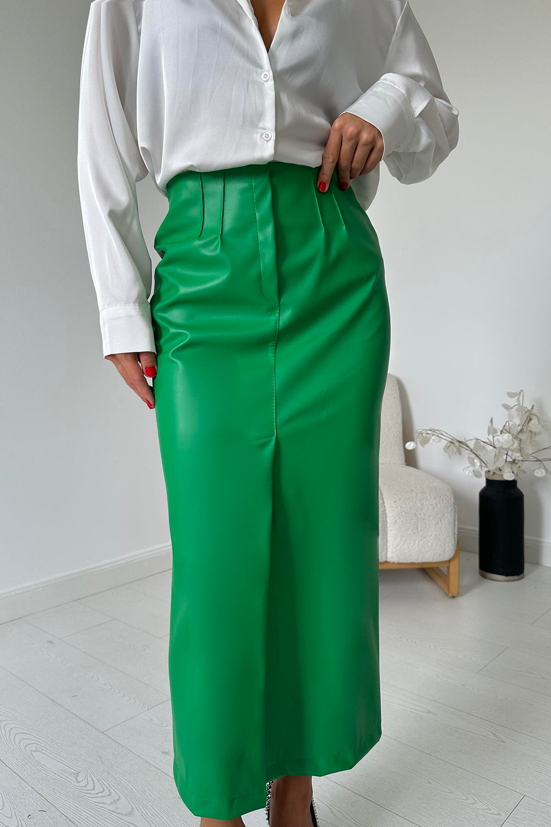 ELS Slit Decorated Flared Skirt - Green - Talavera de la Reina