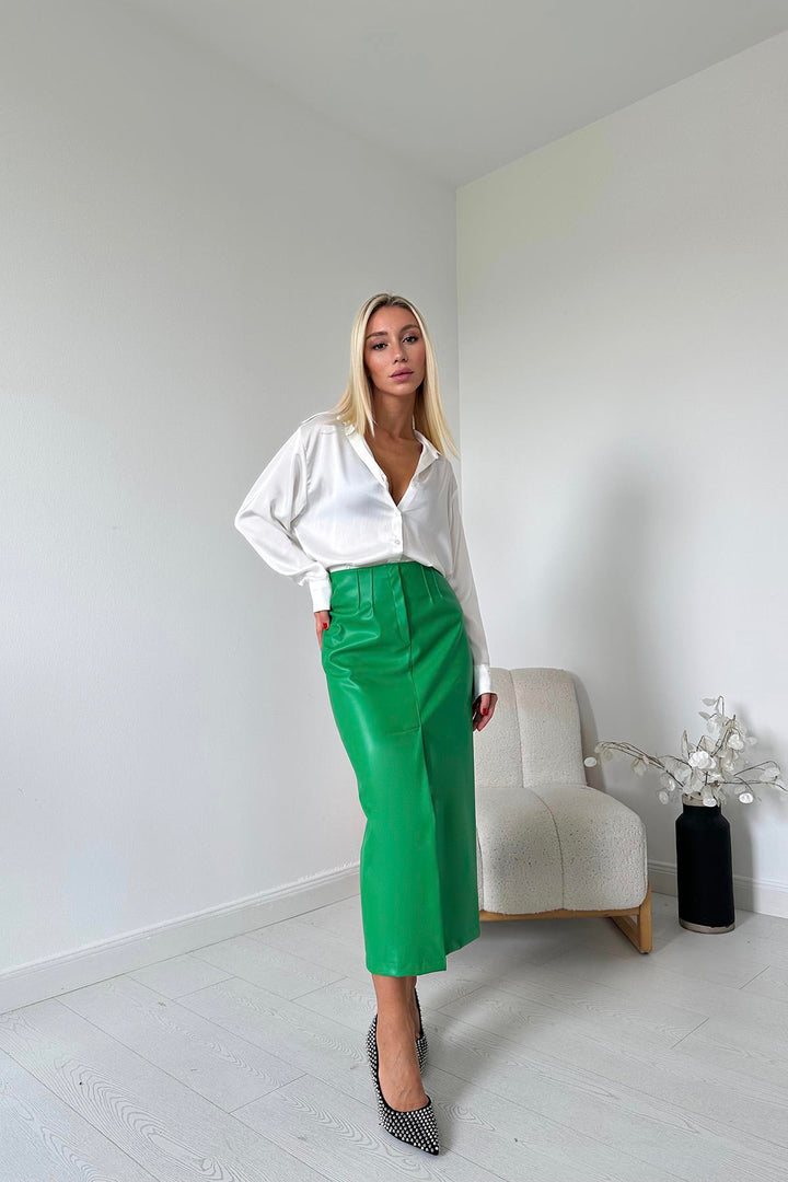 ELS Slit Decorated Flared Skirt - Green - Talavera de la Reina