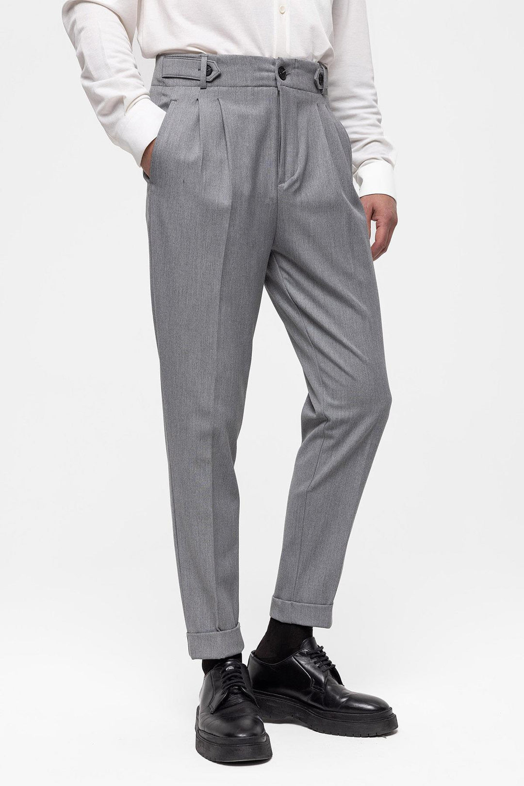 ANT High Waist (Boyfriend) Pleated Fabric Trousers - Houston