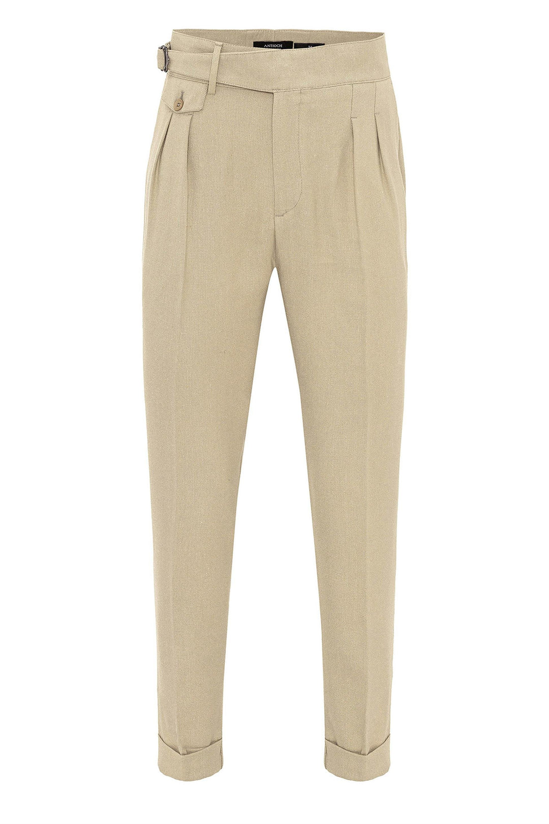 ANT High Waist (Boyfriend) Pleated Fabric Trousers With Buckle Belt - Rapid City