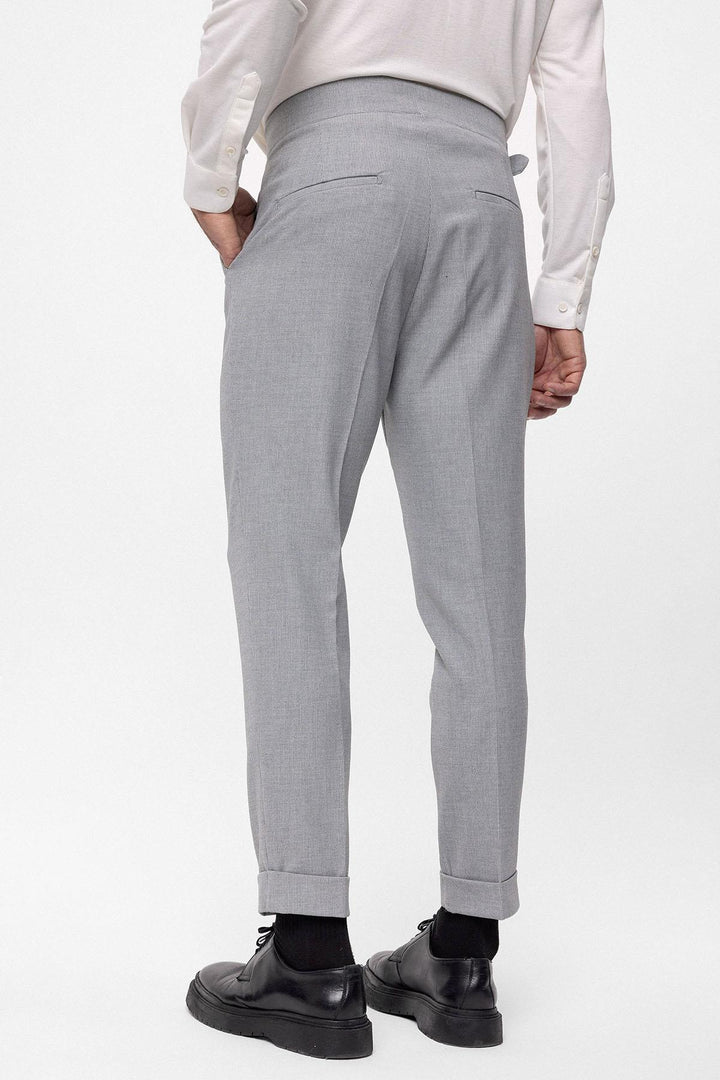 ANT High Waist (Boyfriend) Pleated Fabric Trousers With Buckle Belt - San Angelo