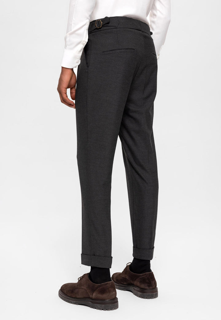 ANT High Waist (Boyfriend) Side Buckled Belt Detail Pleated Fabric Trousers - Mol