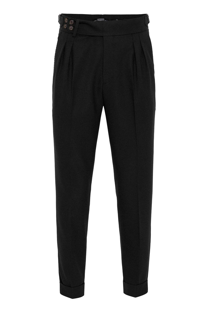 ANT High Waist (Boyfriend) Side Buckled Belt Detail Pleated Fabric Trousers - Utica