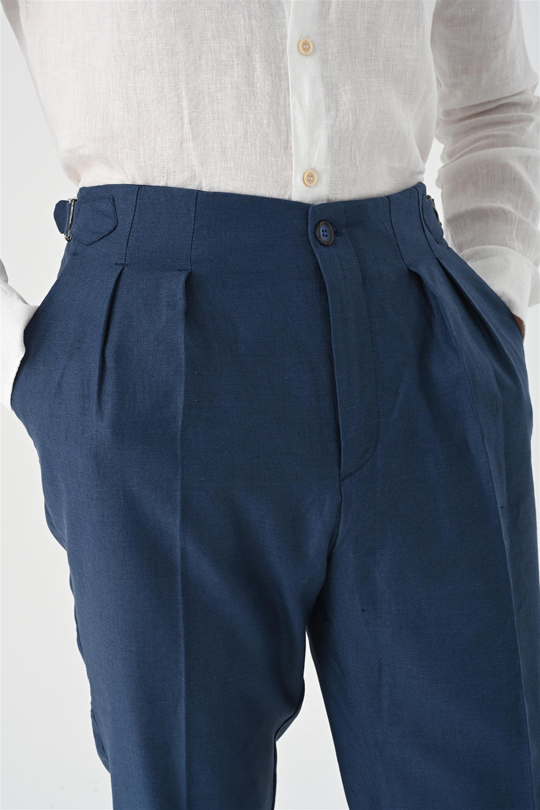 ANT High Waist Pleated Linen Men's Trousers - Dearborn