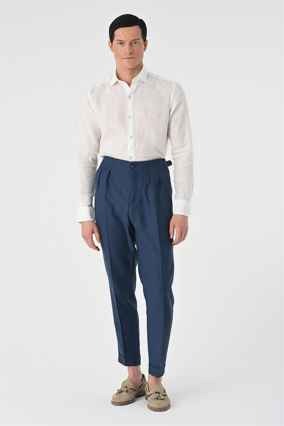 ANT High Waist Pleated Linen Men's Trousers - Dearborn